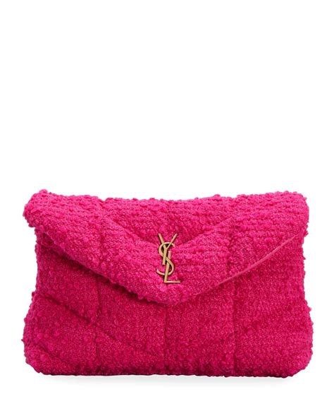 puffer small ysl tweed boucle pouch clutch bag